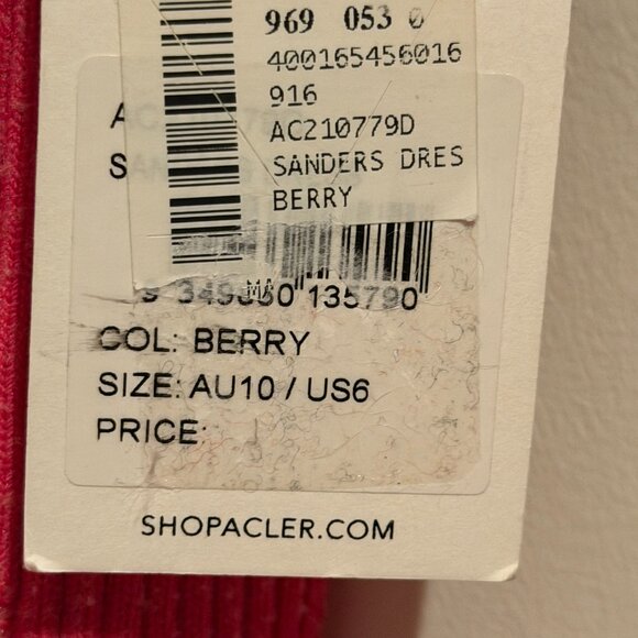 Acler Sanders Ribbed Knit Bodycon Mini Dress Berry Size 6 NWT Low Back - Picture 8 of 8